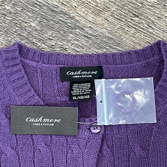 Lord & Taylor 100% Cashmere Button Down Cardigan Purple Size XL - Picture 8 of 13